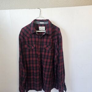 Cody James Red Plaid Flannel Pearl Snap Long Sleeve Sz XL Cowboy Western S0373
